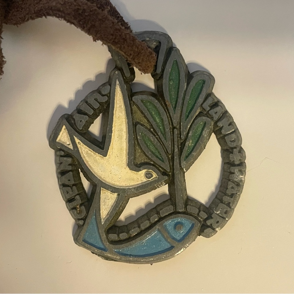 Authentic Vintage Terra Sancta Guild Clean Air Land + Water Enamel Pendant